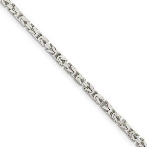 2.5mm, Sterling Silver, Solid Byzantine Chain Necklace, 22 Inch